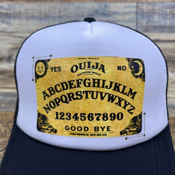 Ouija Board Mens Trucker Hat Black Snapback Witchcraft Spirit 90s Horror Game - Picture 3 of 8